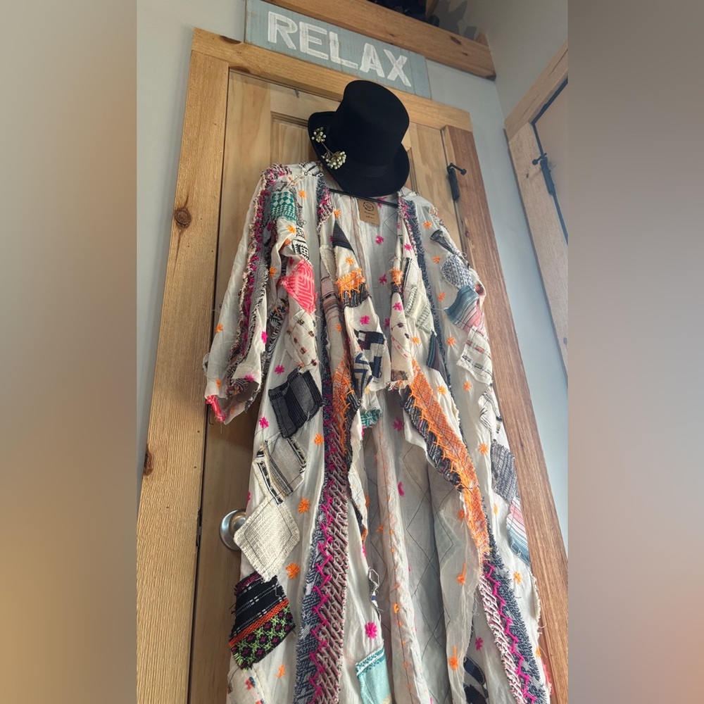 🆕 A Rare Bird Patchwork Multicolor Open Front Cardigan OS - Picture 3 of 16